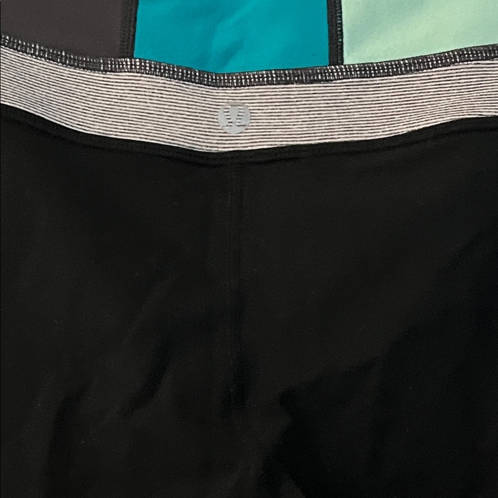 Sold - Lululemon Athletica Black and Teal Track Pants - Picture 3 of 4